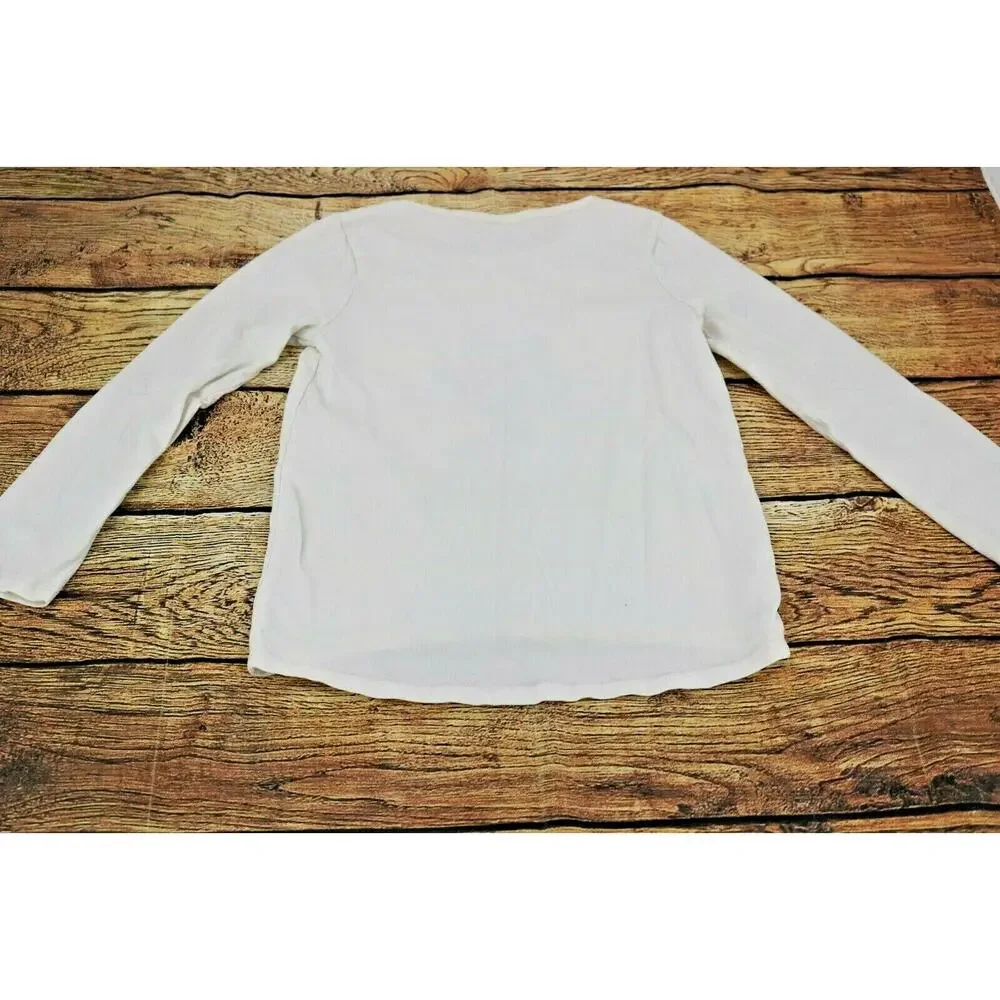 Gymboree Girl’s White Long Sleeve Graphic Hot Chocolate T-Shirt Kid’s Youth 7